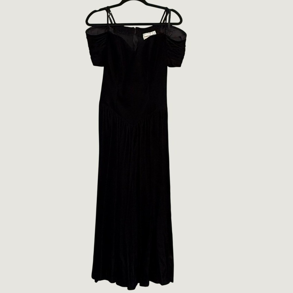 KVTG Karin Stevens Black Velvet Off Shoulder Maxi Dress 10 Gothic Dark Romance